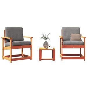 vidaXL, vidaXL 3-tlg. Garten-Lounge-Set Wachsbraun Massivholz Kiefer, vidaXL 3-tlg. Garten-Lounge-Set Wachsbraun Massivholz Kiefer