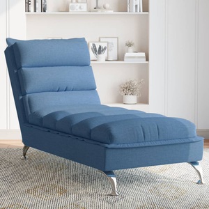 vidaXL, vidaXL Chaiselongue mit Kissen Blau Stoff, vidaXL Chaiselongue mit Kissen Blau Stoff