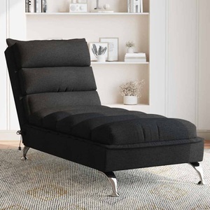 vidaXL, vidaXL Massage-Chaiselongue mit Kissen Schwarz Stoff, vidaXL Massage-Chaiselongue mit Kissen Schwarz Stoff