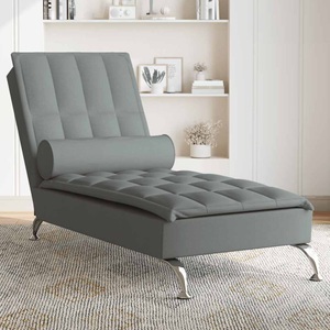 vidaXL, vidaXL Massage-Chaiselongue mit Nackenrolle Dunkelgrau Stoff, vidaXL Massage-Chaiselongue mit Nackenrolle Dunkelgrau Stoff