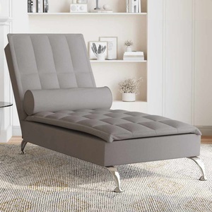 vidaXL, vidaXL Massage-Chaiselongue mit Nackenrolle Taupe Stoff, vidaXL Massage-Chaiselongue mit Nackenrolle Taupe Stoff