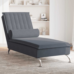 vidaXL, vidaXL Massage-Chaiselongue mit Nackenrolle Dunkelgrau Samt, vidaXL Massage-Chaiselongue mit Nackenrolle Dunkelgrau Samt