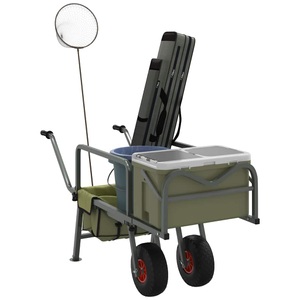 vidaXL, vidaXL Angelwagen Grün mit 2 Rädern Pulverbeschichteter Stahl