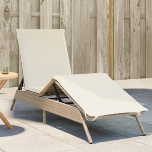 vidaXL, vidaXL Sonnenliege mit Auflage Beige Poly Rattan, vidaXL Sonnenliege mit Auflage Beige Poly Rattan