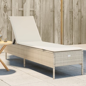 vidaXL, vidaXL Sonnenliege mit Auflage Beige Poly Rattan, vidaXL Sonnenliege mit Auflage Beige Poly Rattan