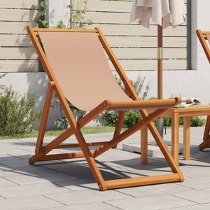 vidaXL, vidaXL Strandstuhl Klappbar Taupe Massivholz Eukalyptus und Stoff, vidaXL Strandstuhl Klappbar Taupe Massivholz Eukalyptus und Stoff