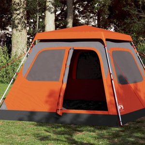 vidaXL, vidaXL Kuppel-Campingzelt 4 Personen Grau und Orange Quick Release, vidaXL Kuppel-Campingzelt 4 Personen Grau und Orange Quick Release