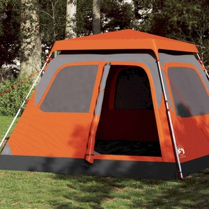 vidaXL, vidaXL Kuppel-Familienzelt 6 Personen Grau und Orange Quick Release, vidaXL Kuppel-Familienzelt 6 Personen Grau und Orange Quick Release