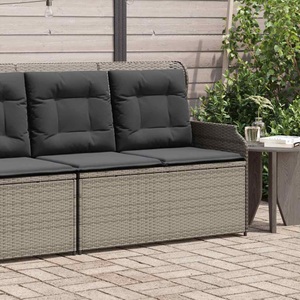 vidaXL, vidaXL Gartenbank Verstellbar mit Kissen Grau Poly Rattan
