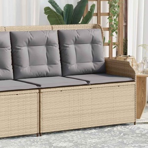 vidaXL, vidaXL Gartenbank Verstellbar mit Kissen Beige Poly Rattan, vidaXL Gartenbank Verstellbar mit Kissen Beige Poly Rattan