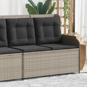 vidaXL, vidaXL Gartenbank Verstellbar mit Kissen Hellgrau Poly Rattan