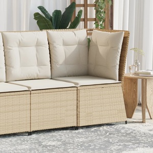 vidaXL, vidaXL Garten-Ecksofa mit Kissen Beige Poly Rattan