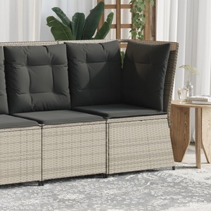 vidaXL, vidaXL Garten-Ecksofa mit Kissen Hellgrau Poly Rattan