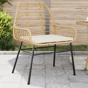 vidaXL, vidaXL Gartenstühle 2 Stk. mit Kissen Braun Poly Rattan, vidaXL Gartenstühle 2 Stk. mit Kissen Braun Poly Rattan