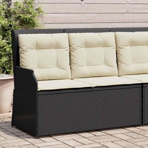 vidaXL, vidaXL Gartenbank Verstellbar mit Kissen Schwarz Poly Rattan