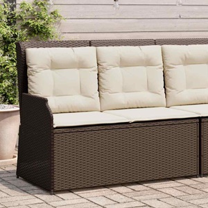 vidaXL, vidaXL Gartenbank Verstellbar mit Kissen Braun Poly Rattan