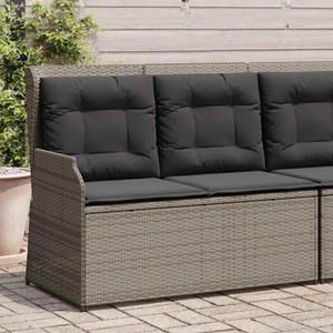 vidaXL, vidaXL Gartenbank Verstellbar mit Kissen Grau Poly Rattan