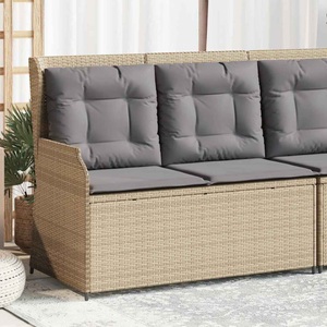 vidaXL, vidaXL Gartenbank Verstellbar mit Kissen Beige Poly Rattan