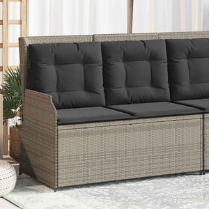 vidaXL, vidaXL Gartenbank Verstellbar mit Kissen Hellgrau Poly Rattan