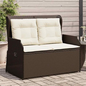 vidaXL, vidaXL Gartenbank Verstellbar mit Kissen Braun Poly Rattan