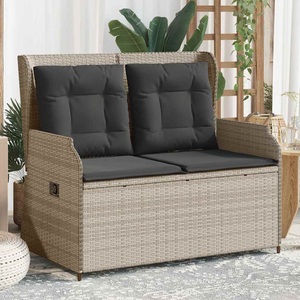 vidaXL, vidaXL Gartenbank Verstellbar mit Kissen Hellgrau Poly Rattan
