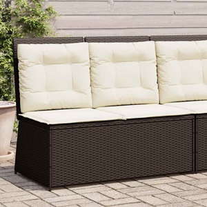 vidaXL, vidaXL Gartenbank Verstellbar mit Kissen Braun Poly Rattan