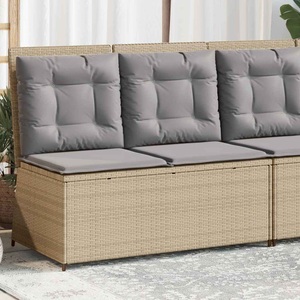 vidaXL, vidaXL Gartenbank Verstellbar mit Kissen Beige Poly Rattan