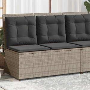 vidaXL, vidaXL Gartenbank Verstellbar mit Kissen Hellgrau Poly Rattan