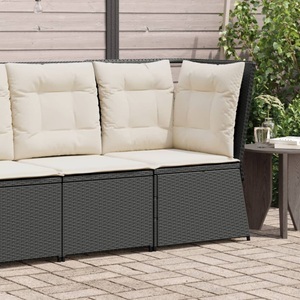 vidaXL, vidaXL Garten-Ecksofa mit Kissen Schwarz Poly Rattan