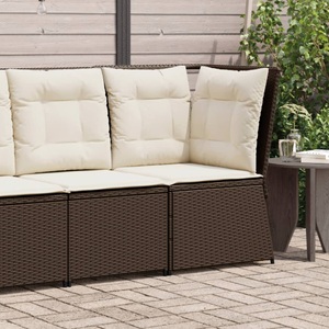 vidaXL, vidaXL Garten-Ecksofa mit Kissen Braun Poly Rattan