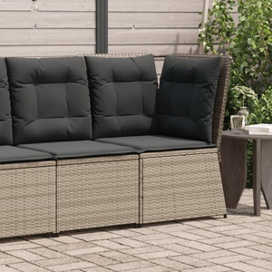 vidaXL, vidaXL Garten-Ecksofa mit Kissen Grau Poly Rattan
