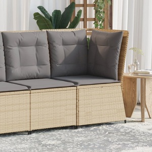 vidaXL, vidaXL Garten-Ecksofa mit Kissen Beige Poly Rattan