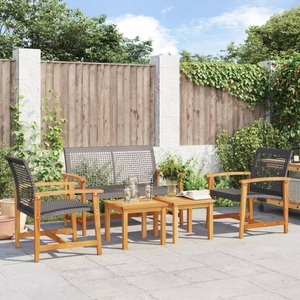 vidaXL, vidaXL 5-tlg. Garten-Lounge-Set Schwarz Poly Rattan und Akazienholz