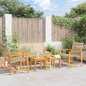 vidaXL, vidaXL 5-tlg. Garten-Lounge-Set Beige Poly Rattan und Akazienholz