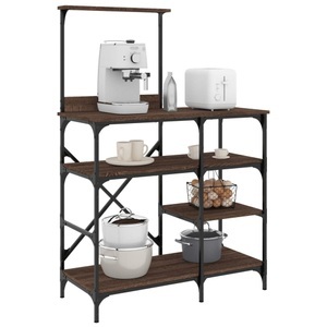 vidaXL, vidaXL Bäckerregal Braun Eichen-Optik 90x40x132cm Holzwerkstoff Metall, vidaXL Bäckerregal Braun Eichen-Optik 90x40x132cm Holzwerkstoff Metall