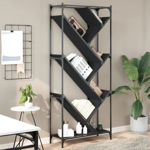 vidaXL, vidaXL Bücherregal Schwarz 79x30x180 cm Holzwerkstoff und Metall