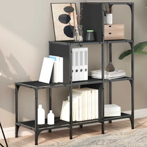 vidaXL, vidaXL Bücherregal Schwarz 92x30x102 cm Holzwerkstoff und Metall