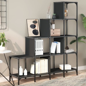 vidaXL, vidaXL Bücherregal Schwarz 122x30x132 cm Holzwerkstoff und Metall