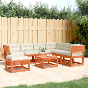 vidaXL, vidaXL 7tlg Garten-Lounge-Set mit Kissen Wachsbraun Massivholz Kiefer, vidaXL 7tlg Garten-Lounge-Set mit Kissen Wachsbraun Massivholz Kiefer