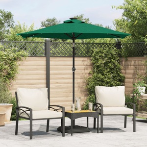 vidaXL, vidaXL Sonnenschirm mit LED und Stahlmast Grün 225x225x212 cm