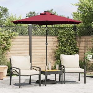 vidaXL, vidaXL Sonnenschirm mit LED und Stahlmast Weinrot 225x225x212 cm