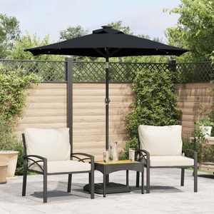 vidaXL, vidaXL Sonnenschirm mit LED und Stahlmast Schwarz 225x225x212 cm