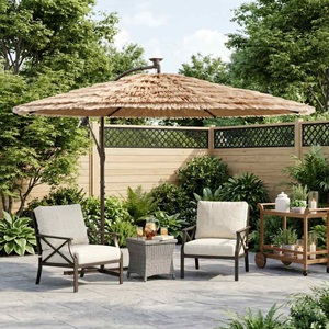 vidaXL, vidaXL Sonnenschirm mit LED und Stahlmast Braun 246x246x230 cm