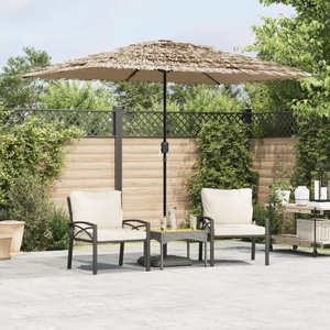 vidaXL, vidaXL Sonnenschirm mit LED und Stahlmast Braun 248x248x248 cm