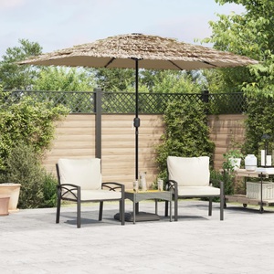 vidaXL, vidaXL Sonnenschirm mit LED und Stahlmast Braun 300x200x250 cm, vidaXL Sonnenschirm mit LED und Stahlmast Braun 300x200x250 cm