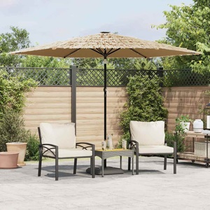 vidaXL, vidaXL Sonnenschirm mit LED und Stahlmast Braun 288x288x225 cm