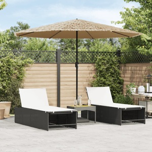 vidaXL, vidaXL Sonnenschirm mit LED und Stahlmast Braun 324x324x247 cm