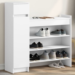 vidaXL, vidaXL Schuhschrank Weiß 100,5x28x100 cm Holzwerkstoff