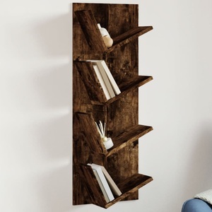 vidaXL, vidaXL Wand-Bücherregal mit 4 Fächern Räuchereiche 33x16x90 cm, vidaXL Wand-Bücherregal mit 4 Fächern Räuchereiche 33x16x90 cm