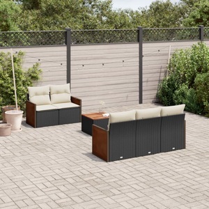 vidaXL, vidaXL 6-tlg. Garten-Sofagarnitur mit Kissen Schwarz Poly Rattan, vidaXL 6-tlg. Garten-Sofagarnitur mit Kissen Schwarz Poly Rattan